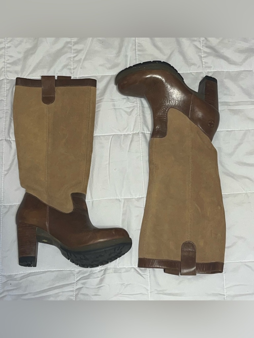 Doc Martens Josie Tan and Biscuit Knee-High Boots Block Herl Womens Size 7 RARE! - Picture 2 of 8